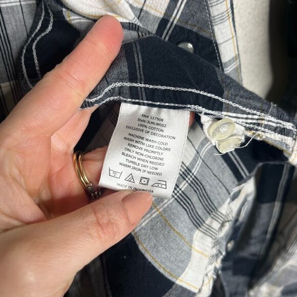 Levi’s long sleeve pearl snap men’s size medium gray black - Picture 6 of 7